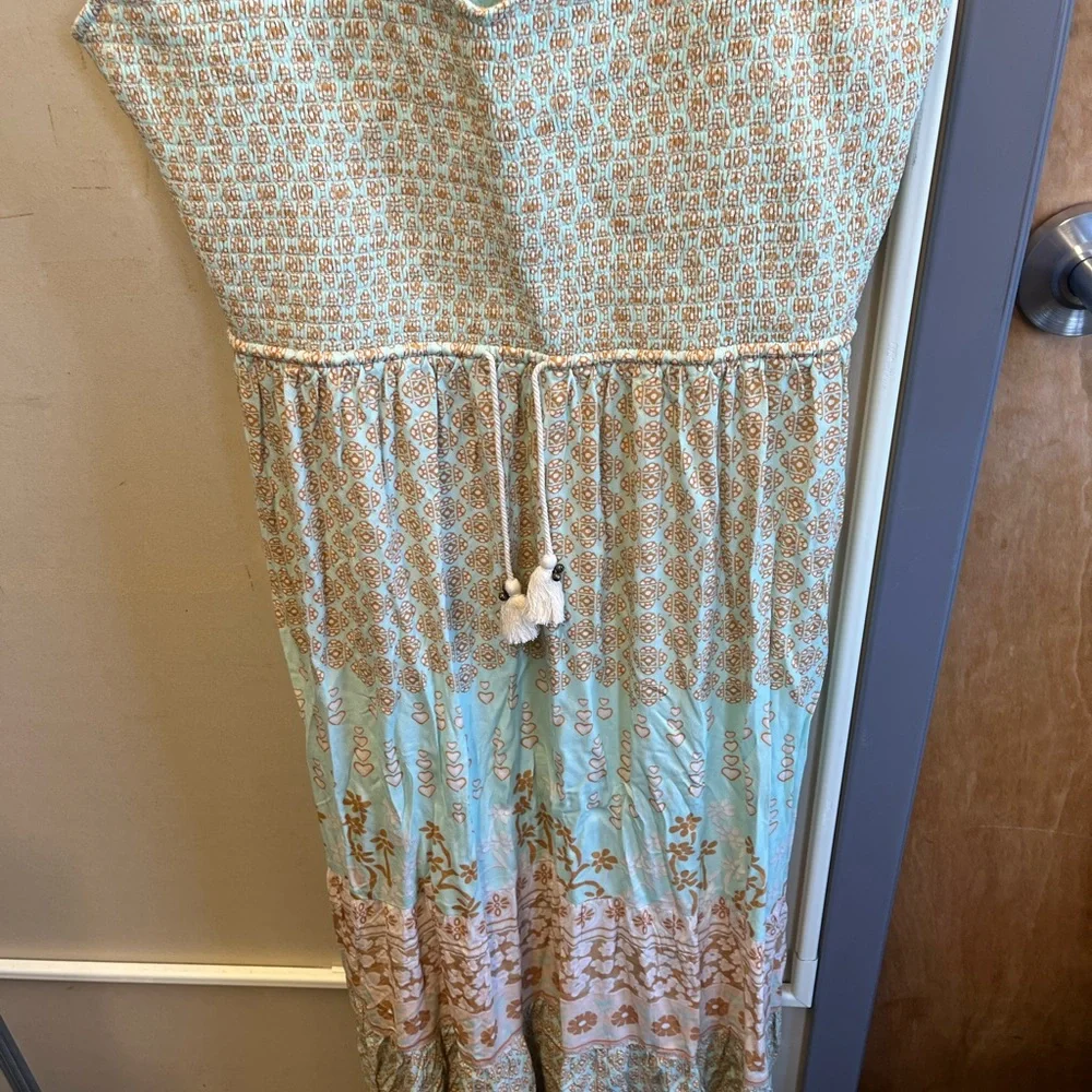 Spell full length Maxi Dress - Blue and Cream Pattern 3XL NWOT - Picture 3 of 13
